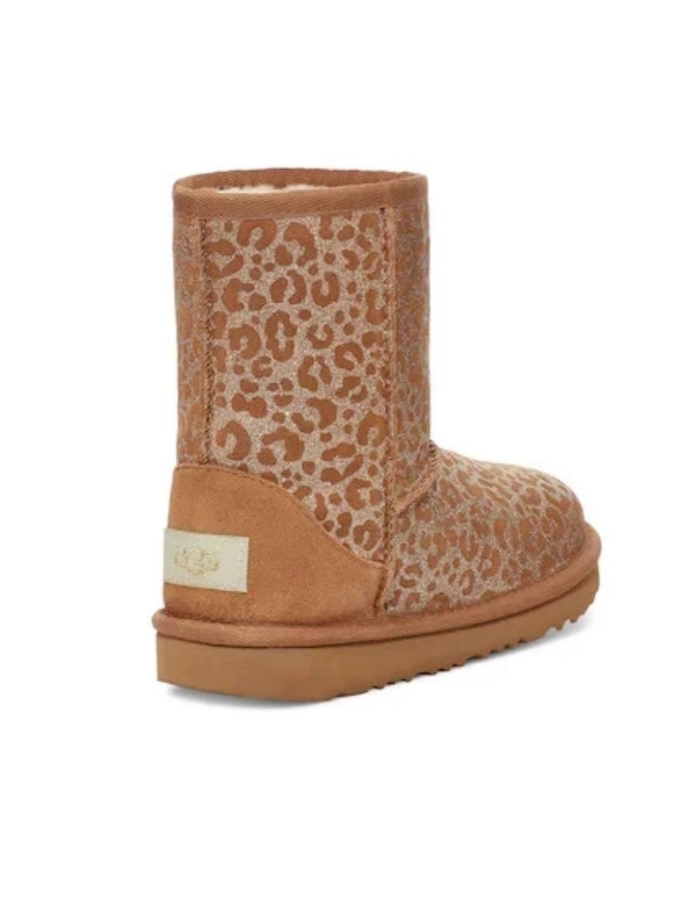 UGG Chestnut Glitter Leopard Classic Short Kids Boots - Picture 7 of 9
